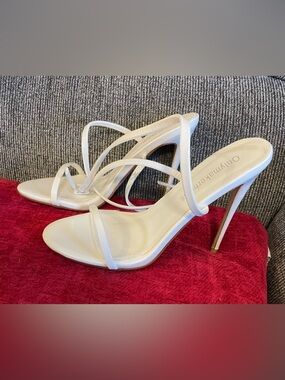 White Strappy High Heel Sandals